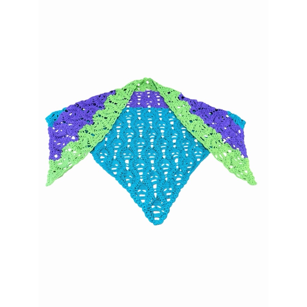 Handmade Crochet Shawl Wrap Triangle women or girls SKULL blue purple green